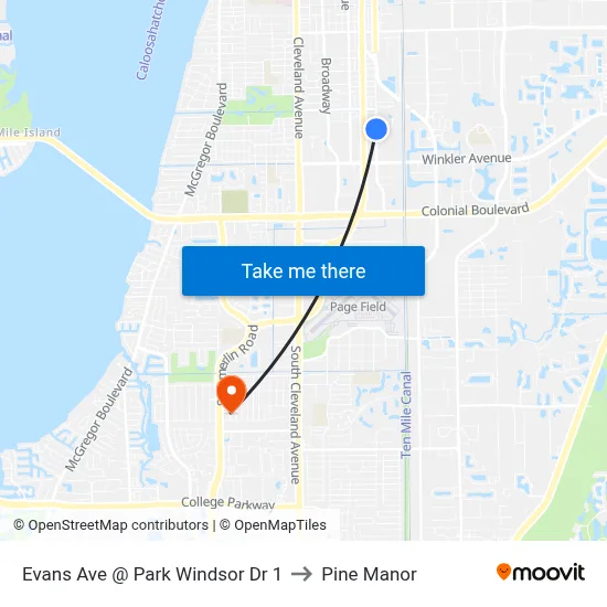 Evans Ave @ Park Windsor Dr 1 to Pine Manor map