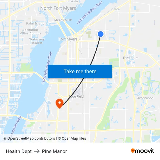 Health Dept to Pine Manor map