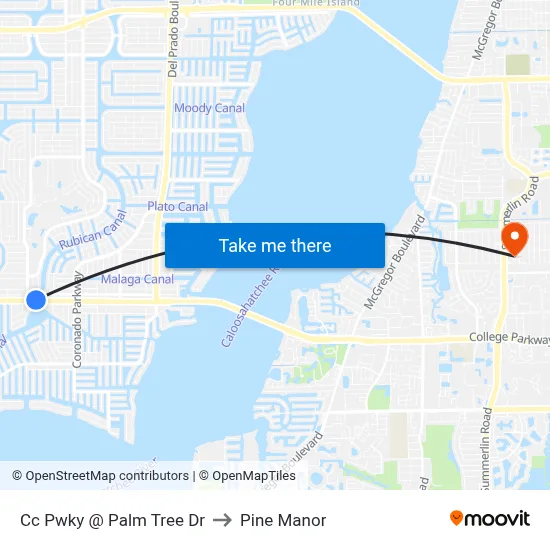 Cc Pwky @ Palm Tree Dr to Pine Manor map