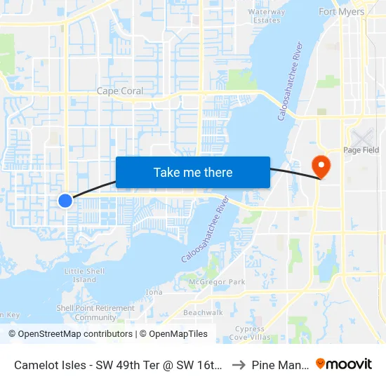 Camelot Isles - SW 49th Ter @ SW 16th Pl to Pine Manor map