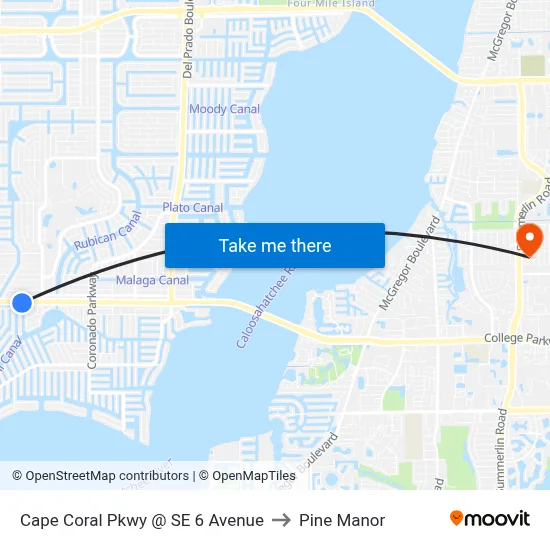 Cape Coral Pkwy @  SE 6 Avenue to Pine Manor map