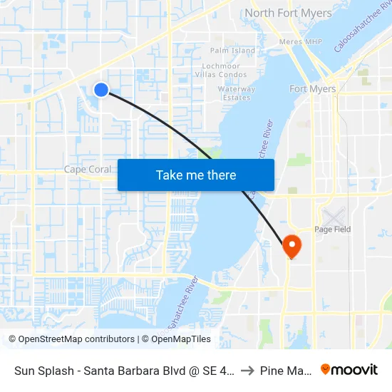 Sun Splash - Santa Barbara Blvd @ SE 4th Terr to Pine Manor map