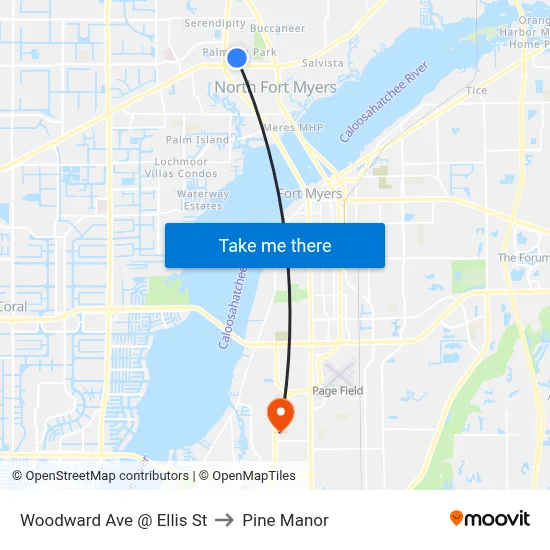 Woodward Ave @ Ellis St to Pine Manor map