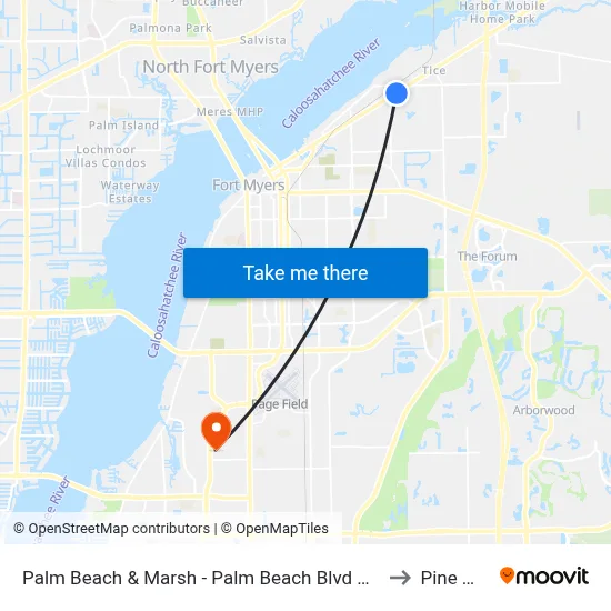 Palm Beach & Marsh - Palm Beach Blvd @ Fairview Ave-Eb to Pine Manor map