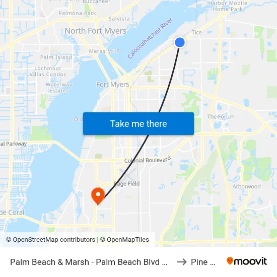 Palm Beach & Marsh - Palm Beach Blvd @ Fairview Ave-Wb to Pine Manor map