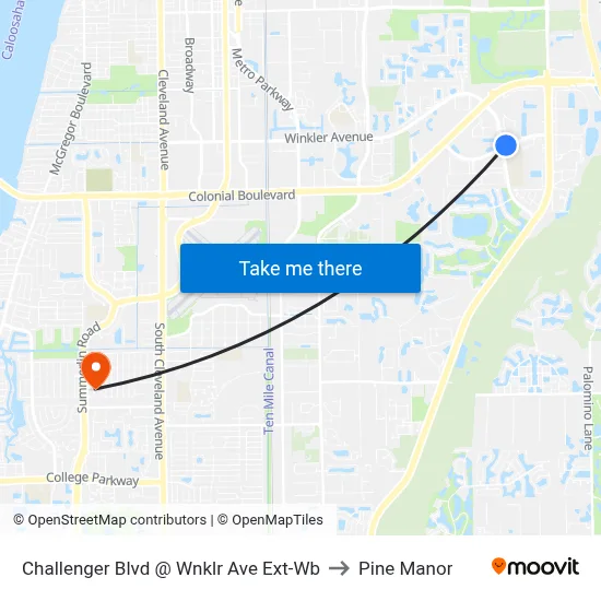 Challenger Blvd @ Wnklr Ave Ext-Wb to Pine Manor map