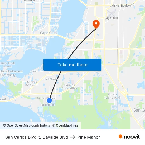 San Carlos Blvd @ Bayside Blvd to Pine Manor map