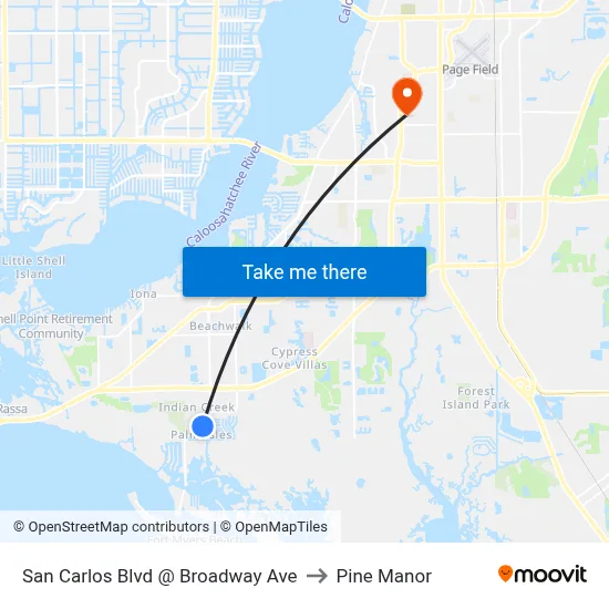 San Carlos Blvd @ Broadway Ave to Pine Manor map