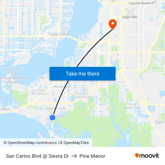 San Carlos Blvd @ Siesta Dr to Pine Manor map