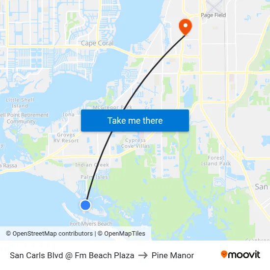 San Carls Blvd @ Fm Beach Plaza to Pine Manor map