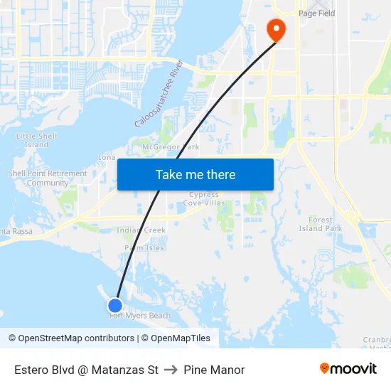Estero Blvd @ Matanzas St to Pine Manor map