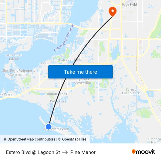 Estero Blvd @ Lagoon St to Pine Manor map