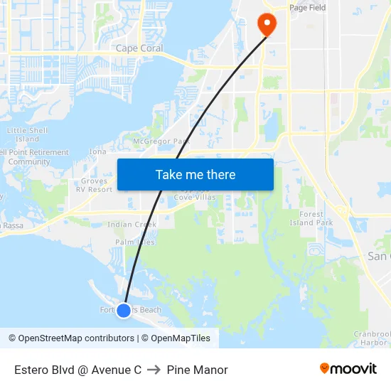 Estero Blvd @ Avenue C to Pine Manor map