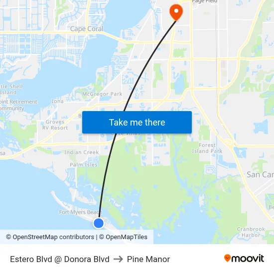 Estero Blvd @ Donora Blvd to Pine Manor map