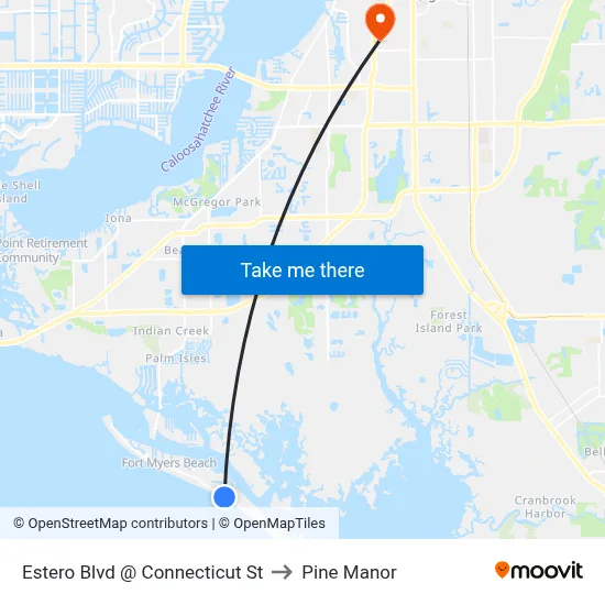 Estero Blvd @ Connecticut St to Pine Manor map