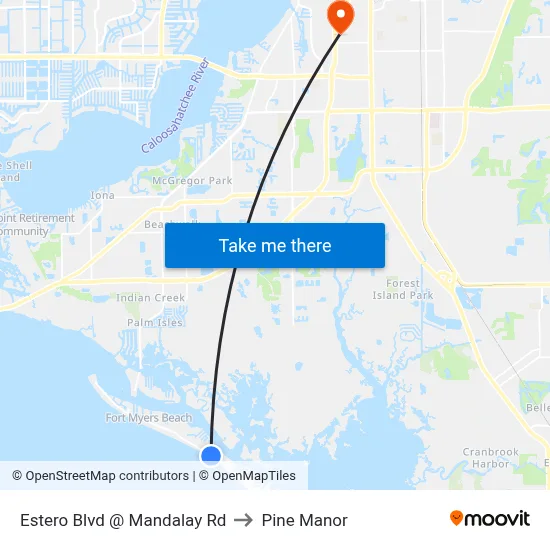 Estero Blvd @ Mandalay Rd to Pine Manor map