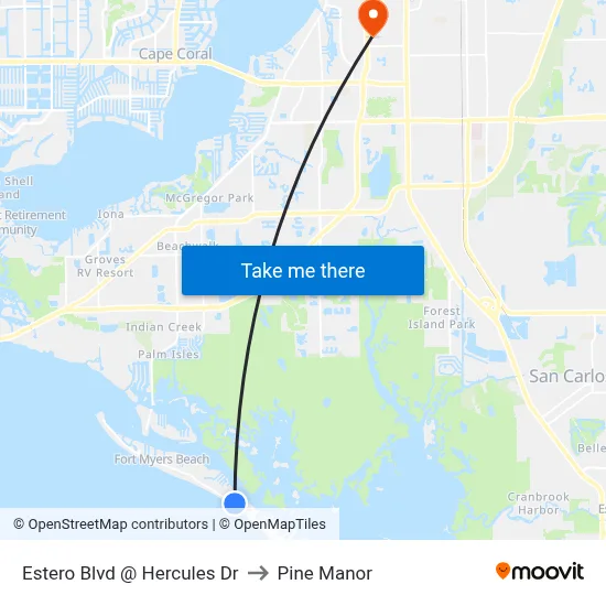 Estero Blvd @ Hercules Dr to Pine Manor map