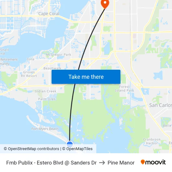Fmb Publix - Estero Blvd @ Sanders Dr to Pine Manor map