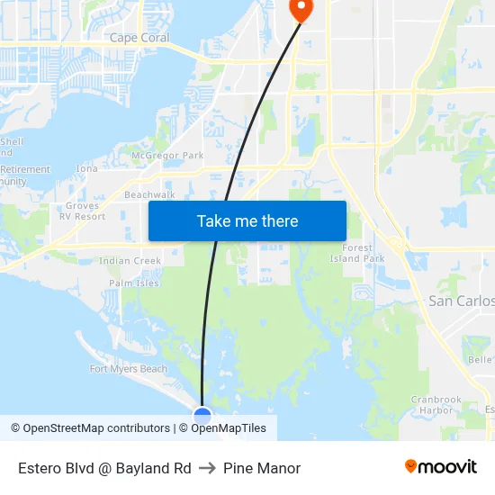 Estero Blvd @ Bayland Rd to Pine Manor map