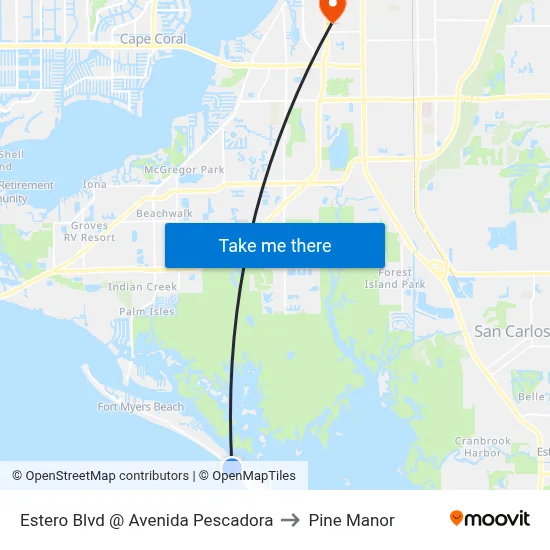 Estero Blvd @ Avenida Pescadora to Pine Manor map
