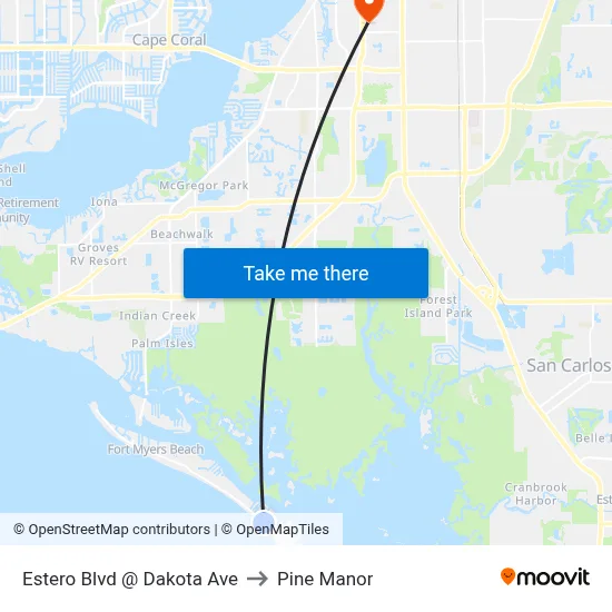 Estero Blvd @ Dakota Ave to Pine Manor map