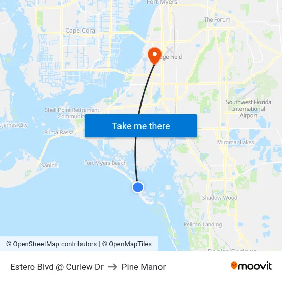 Estero Blvd @ Curlew Dr to Pine Manor map