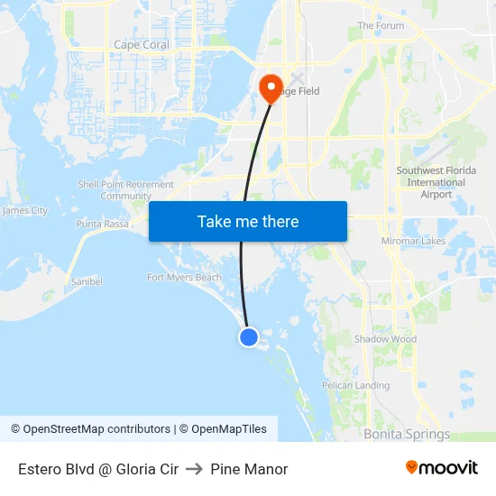 Estero Blvd @ Gloria Cir to Pine Manor map