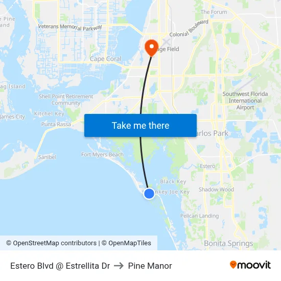 Estero Blvd @ Estrellita Dr to Pine Manor map