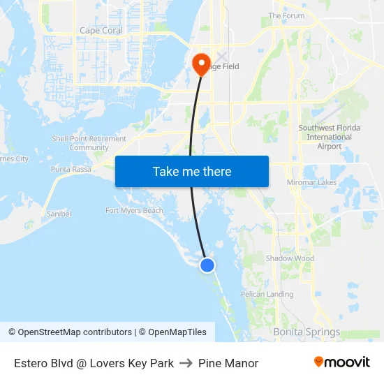 Estero Blvd @ Lovers Key Park to Pine Manor map