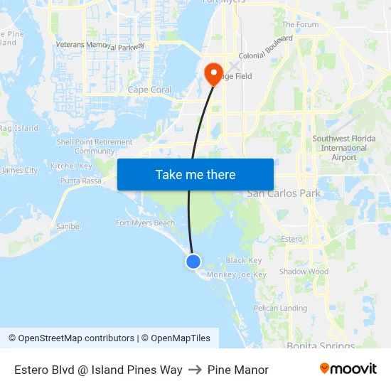 Estero Blvd @ Island Pines Way to Pine Manor map