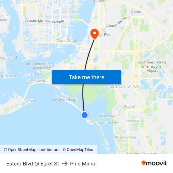 Estero Blvd @ Egret St to Pine Manor map