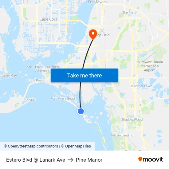 Estero Blvd @ Lanark Ave to Pine Manor map