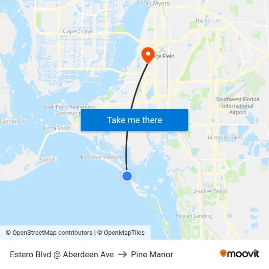 Estero Blvd @ Aberdeen Ave to Pine Manor map