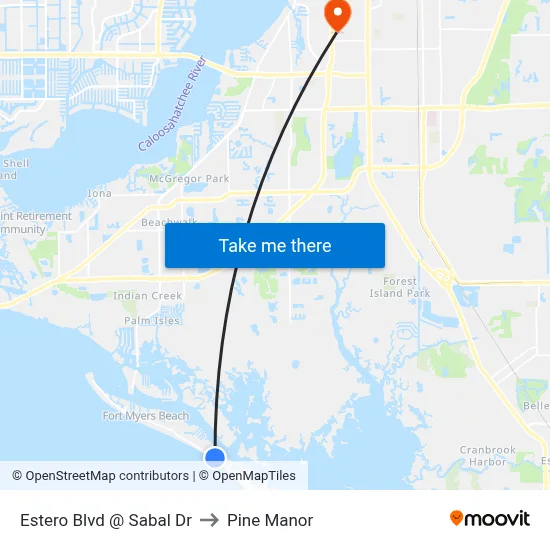 Estero Blvd @ Sabal Dr to Pine Manor map
