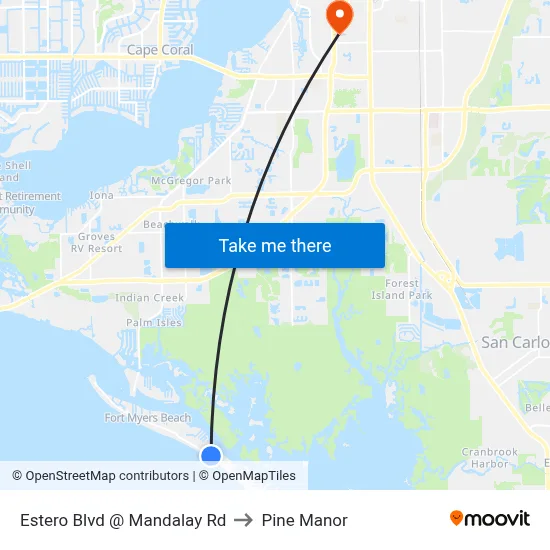 Estero Blvd @ Mandalay Rd to Pine Manor map