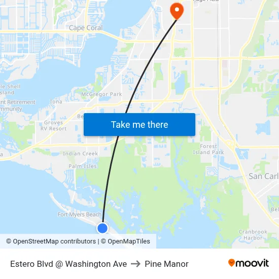Estero Blvd @ Washington Ave to Pine Manor map