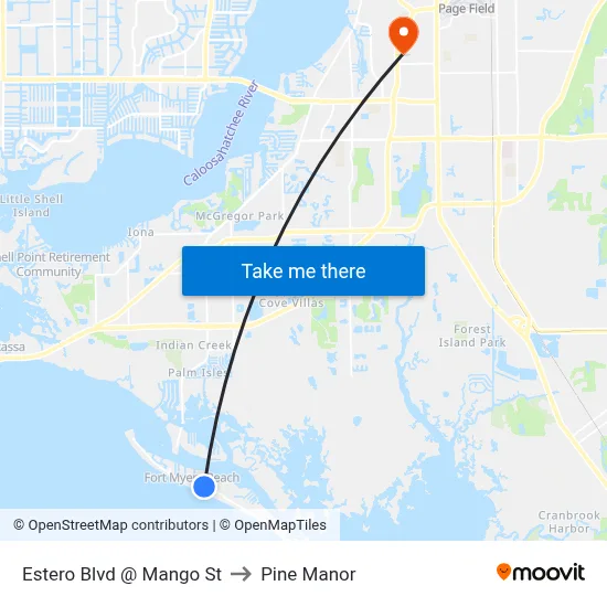 Estero Blvd @ Mango St to Pine Manor map