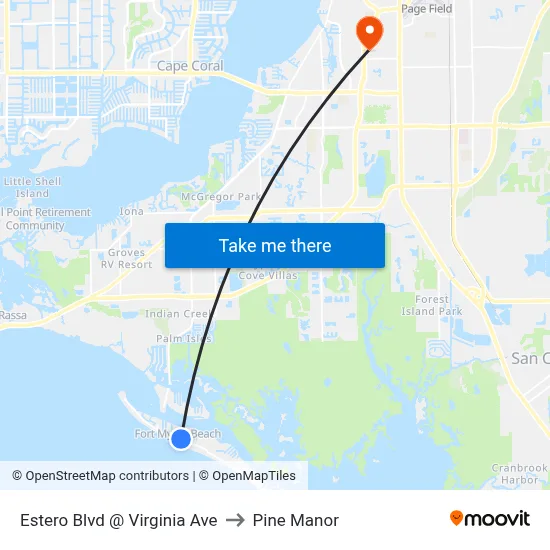 Estero Blvd @ Virginia Ave to Pine Manor map