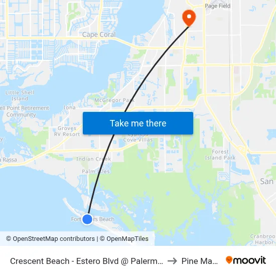 Crescent Beach - Estero Blvd @ Palermo Cir to Pine Manor map