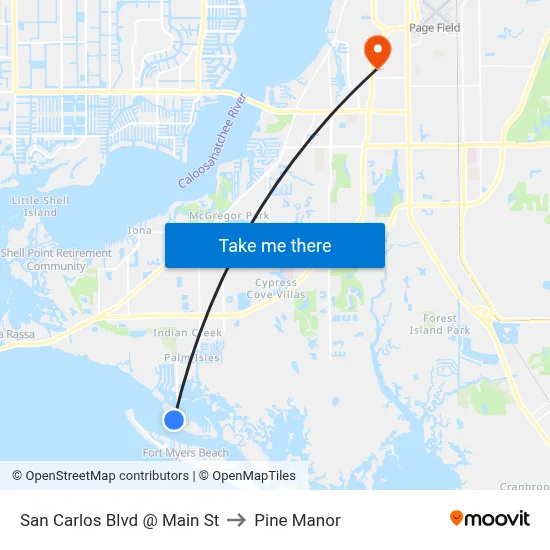 San Carlos Blvd @ Main St to Pine Manor map