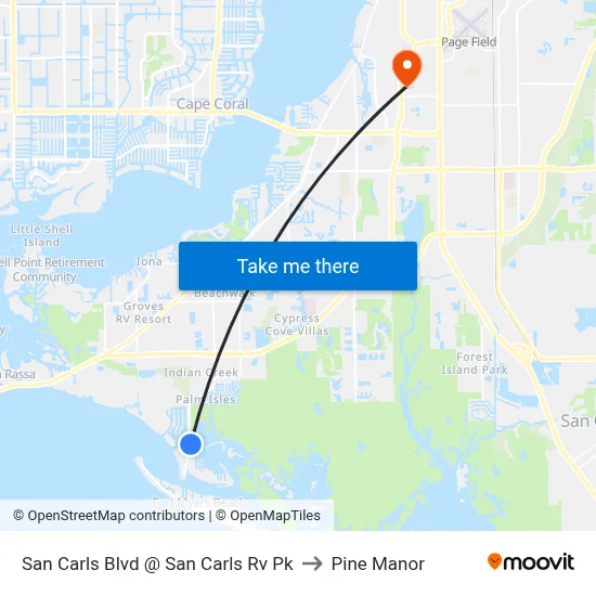 San Carls Blvd @ San Carls Rv Pk to Pine Manor map