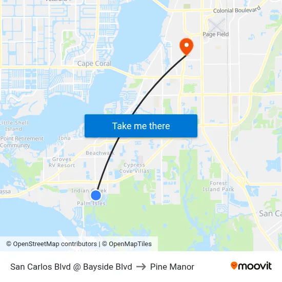 San Carlos Blvd @ Bayside Blvd to Pine Manor map