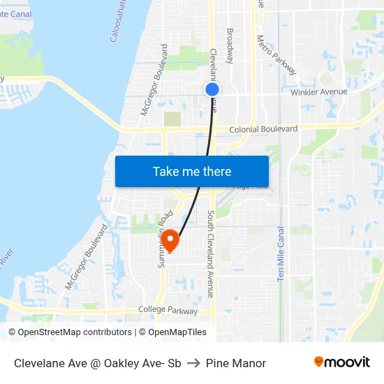 Clevelane Ave @ Oakley Ave- Sb to Pine Manor map