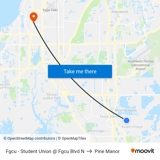 Fgcu - Student Union @ Fgcu Blvd N to Pine Manor map