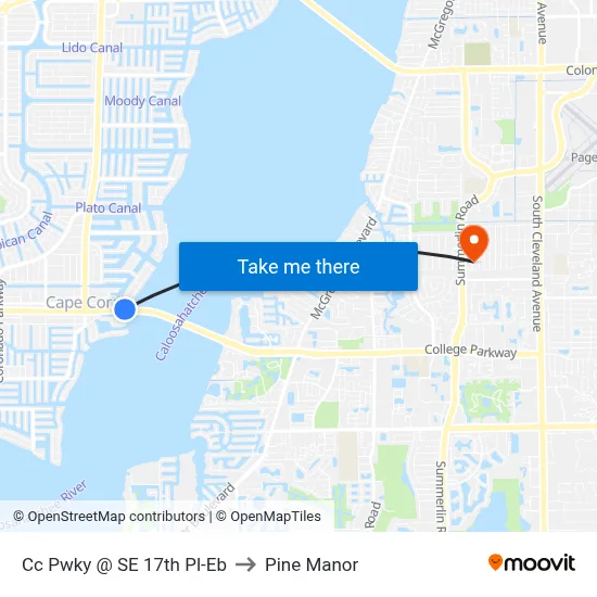 Cc Pwky @ SE 17th Pl-Eb to Pine Manor map