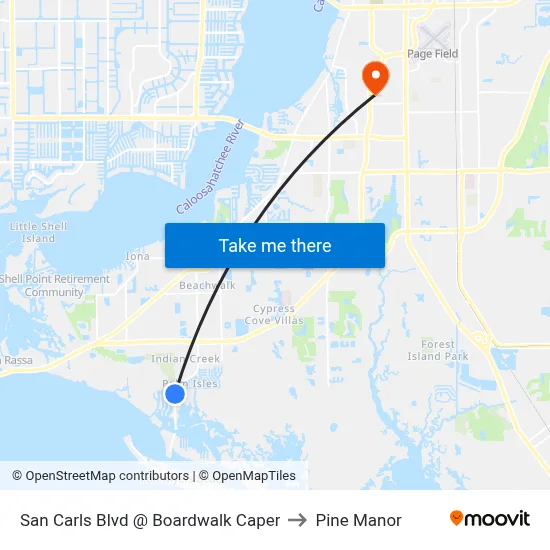 San Carls Blvd @ Boardwalk Caper to Pine Manor map