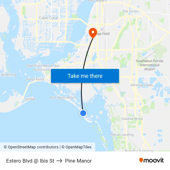Estero Blvd @ Ibis St to Pine Manor map