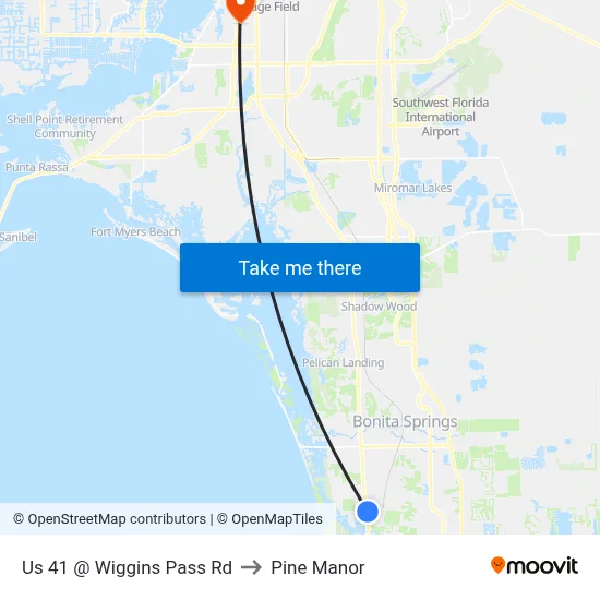 Us 41 @ Wiggins Pass Rd to Pine Manor map
