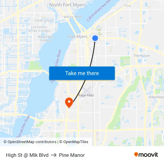 High St @ Mlk Blvd to Pine Manor map