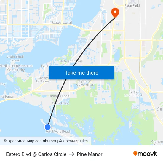 Estero Blvd @ Carlos Circle to Pine Manor map